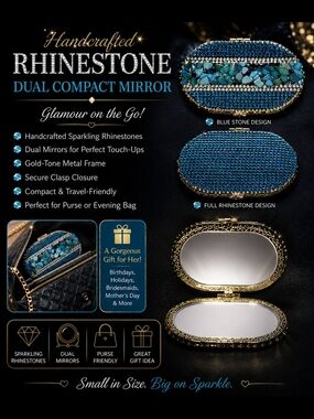 Elegant Gold Double Oval Compact Mirror - Women Accessories